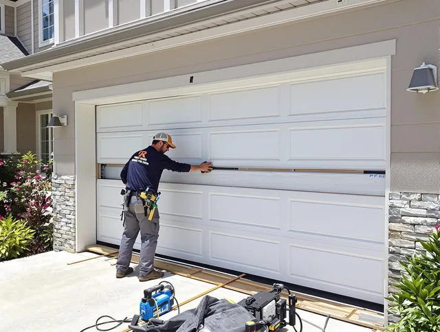 Wolcott Garage Door Repair team performing complete garage door replacement at Wolcott residence