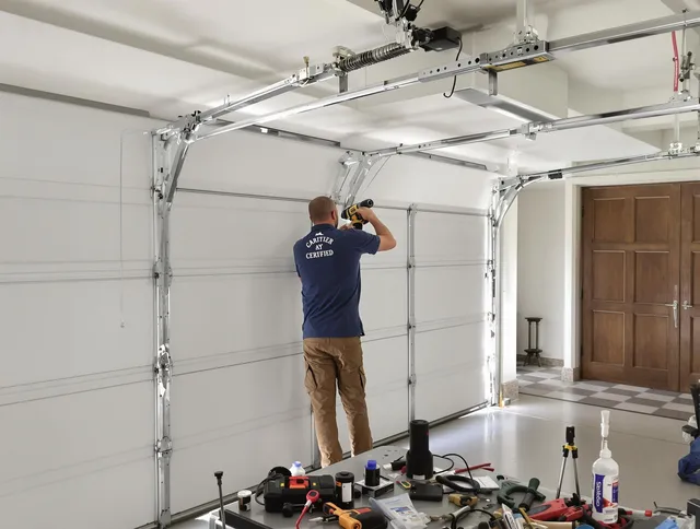 Wolcott Garage Door Repair certified technician performing precision garage door repair in Wolcott