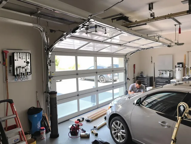 Garage door noise reduction service by Wolcott Garage Door Repair in Wolcott