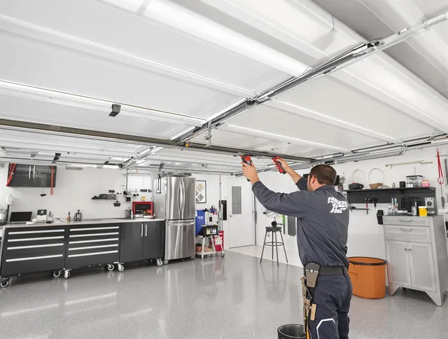 Overhead garage door repair service by Wolcott Garage Door Repair in Wolcott