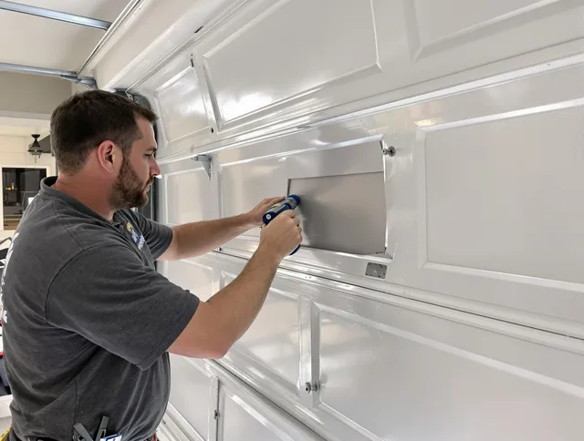 Garage door panel repair by Wolcott Garage Door Repair in Wolcott